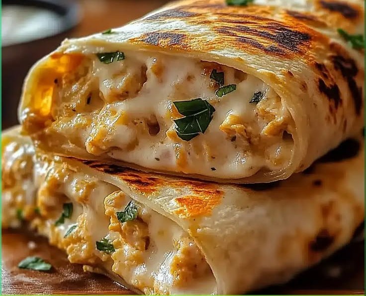 Ultimate Cheesy Garlic Chicken Wraps