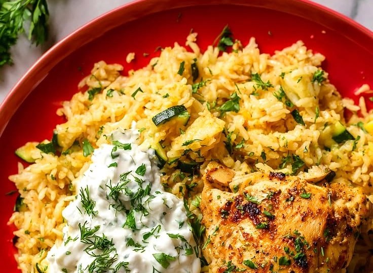 Baked Greek Chicken with Rice