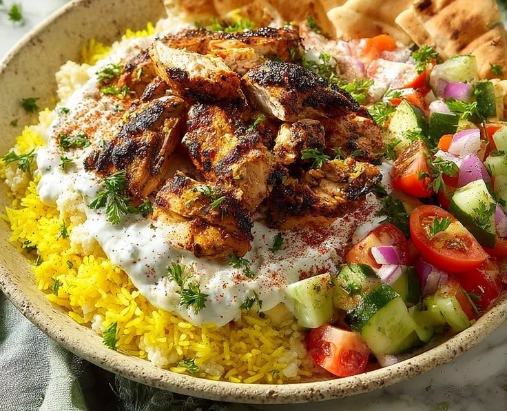 Mediterranean Chicken Rice Bowls