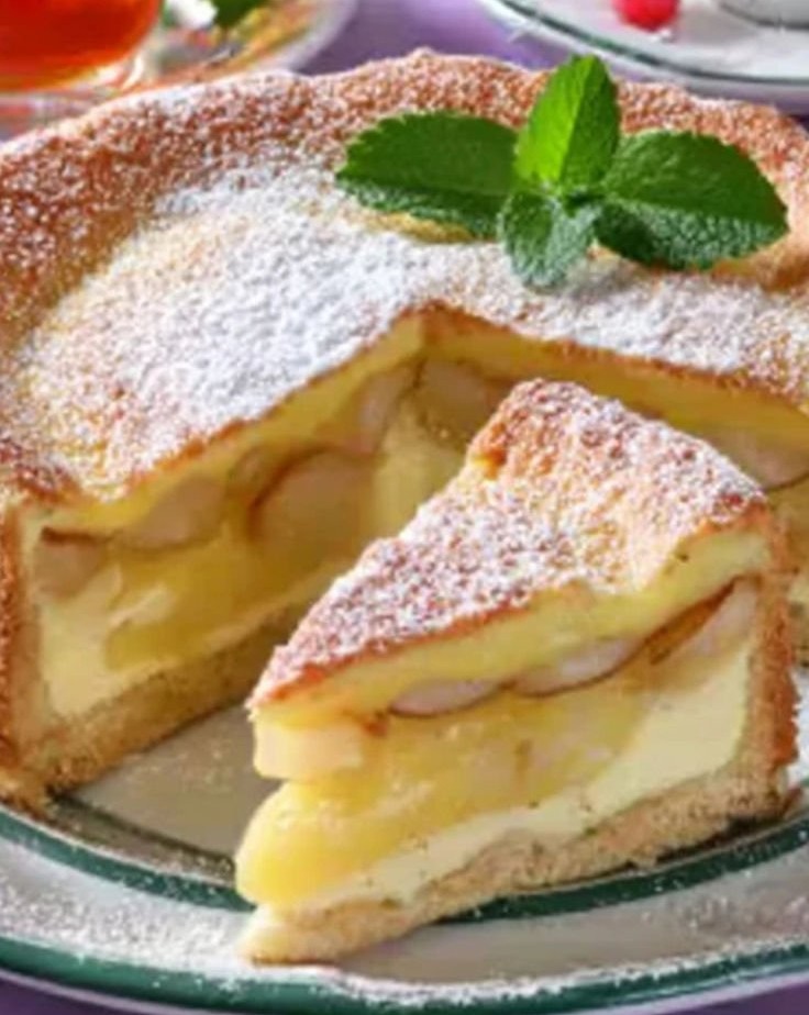 Birnenkuchen mit Pudding