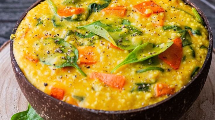 One Pot Hirse mit Kürbis und Spinat