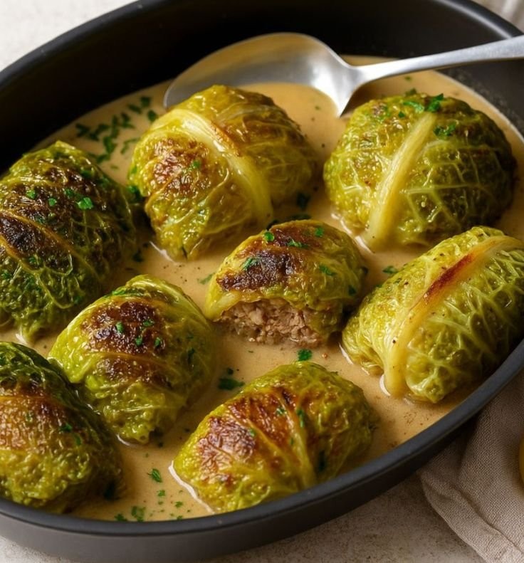 Wirsingrouladen mit Hackfleisch & Rahmsauce