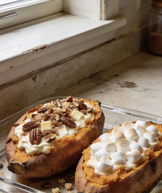 Pecan Pie Twice-Baked Sweet Potatoes