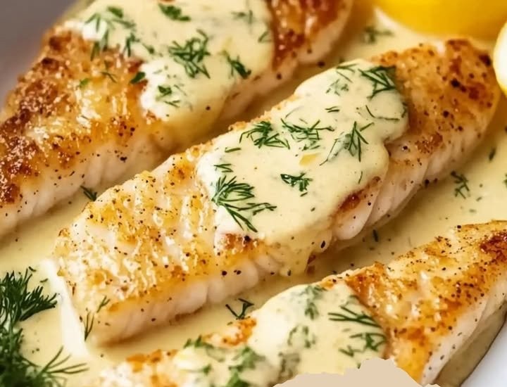 Gebackener Fisch mit Zitronen-Cremesauce