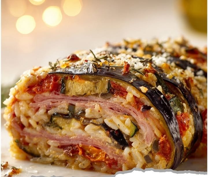Polpettone di Riso con Melanzane e Prosciutto