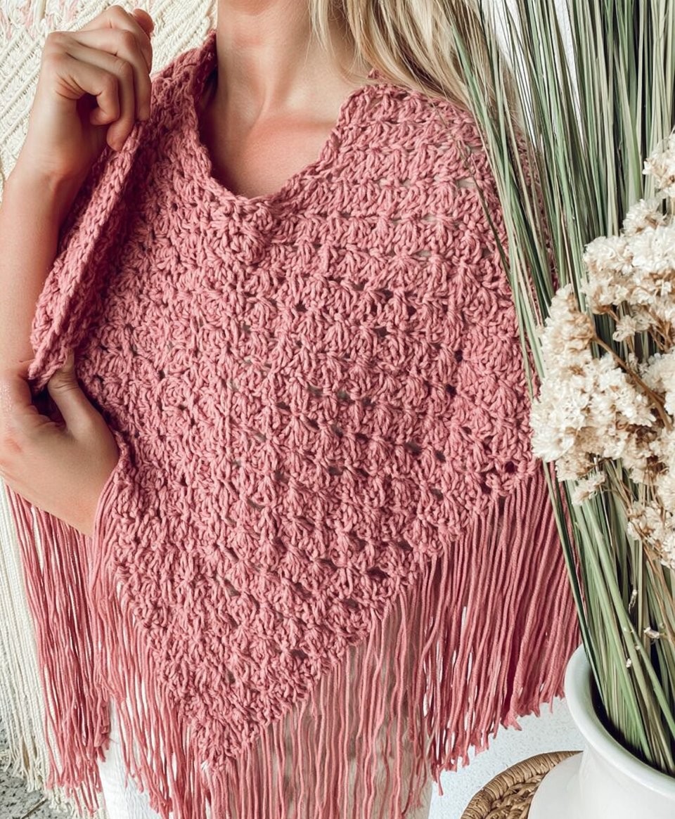 The Sienna Shell Stitch Poncho