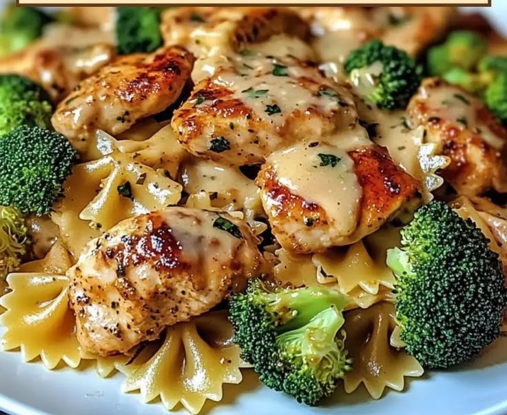 Cowboy Butter Lemon Bowtie Chicken with Broccoli