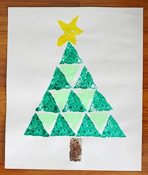 Shape Christmas Tree Sponge Painting
