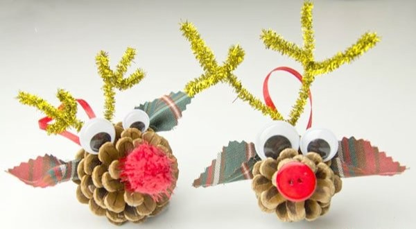 Pinecone Reindeer Ornaments