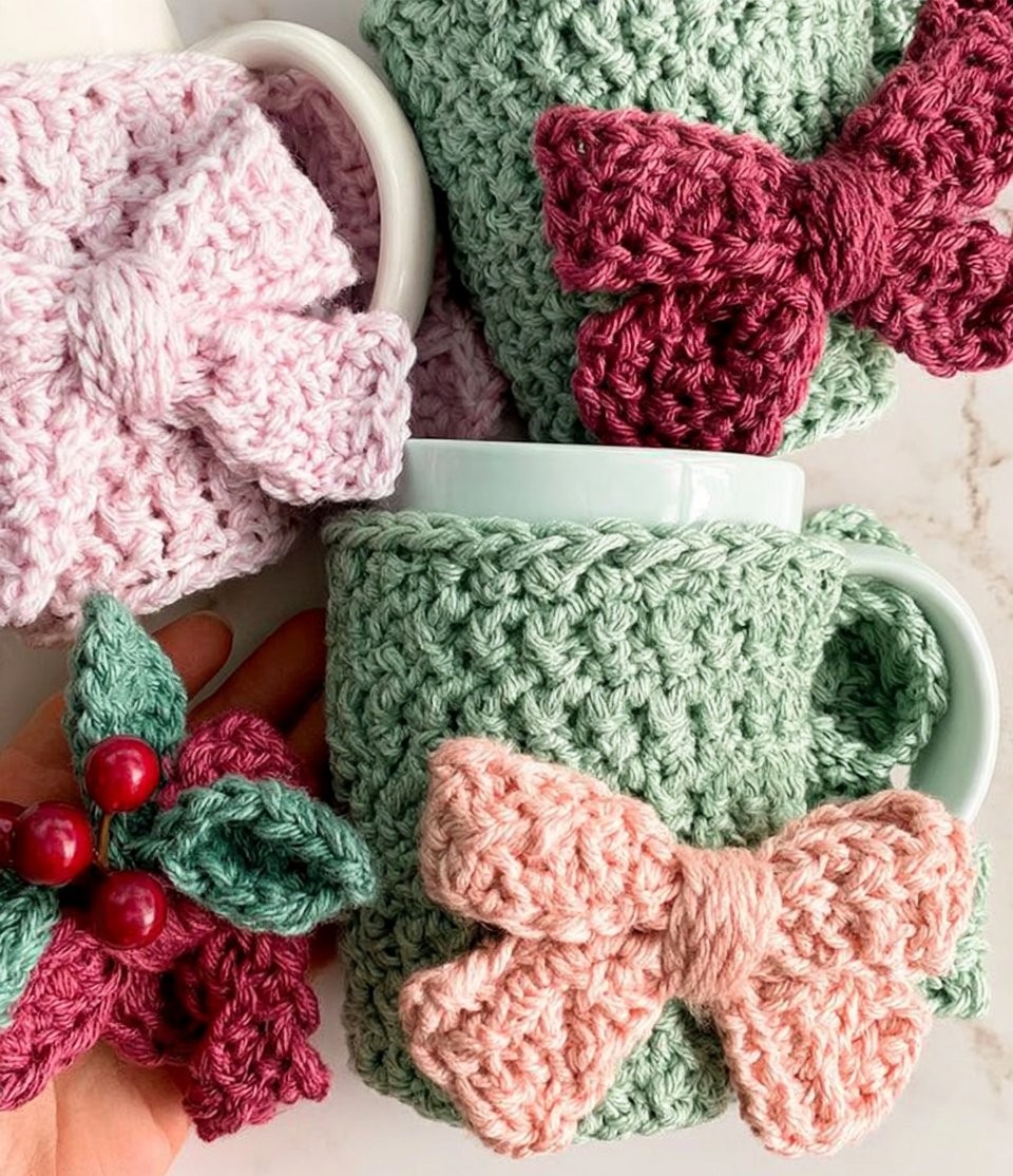 Winterberry Mug Cozy Free Crochet Pattern