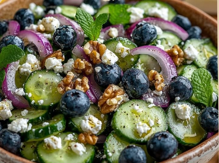 Frischer Gurken-Blaubeer-Salat