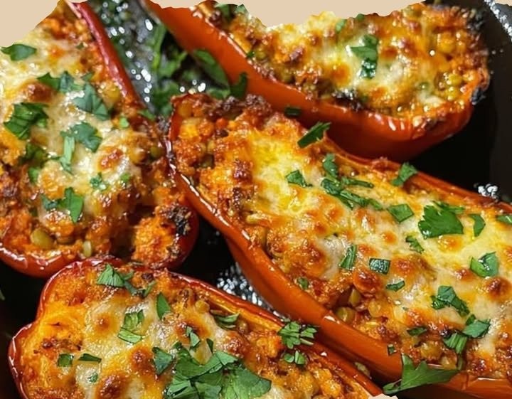 Gefüllte Spitzpaprika mit roten Linsen