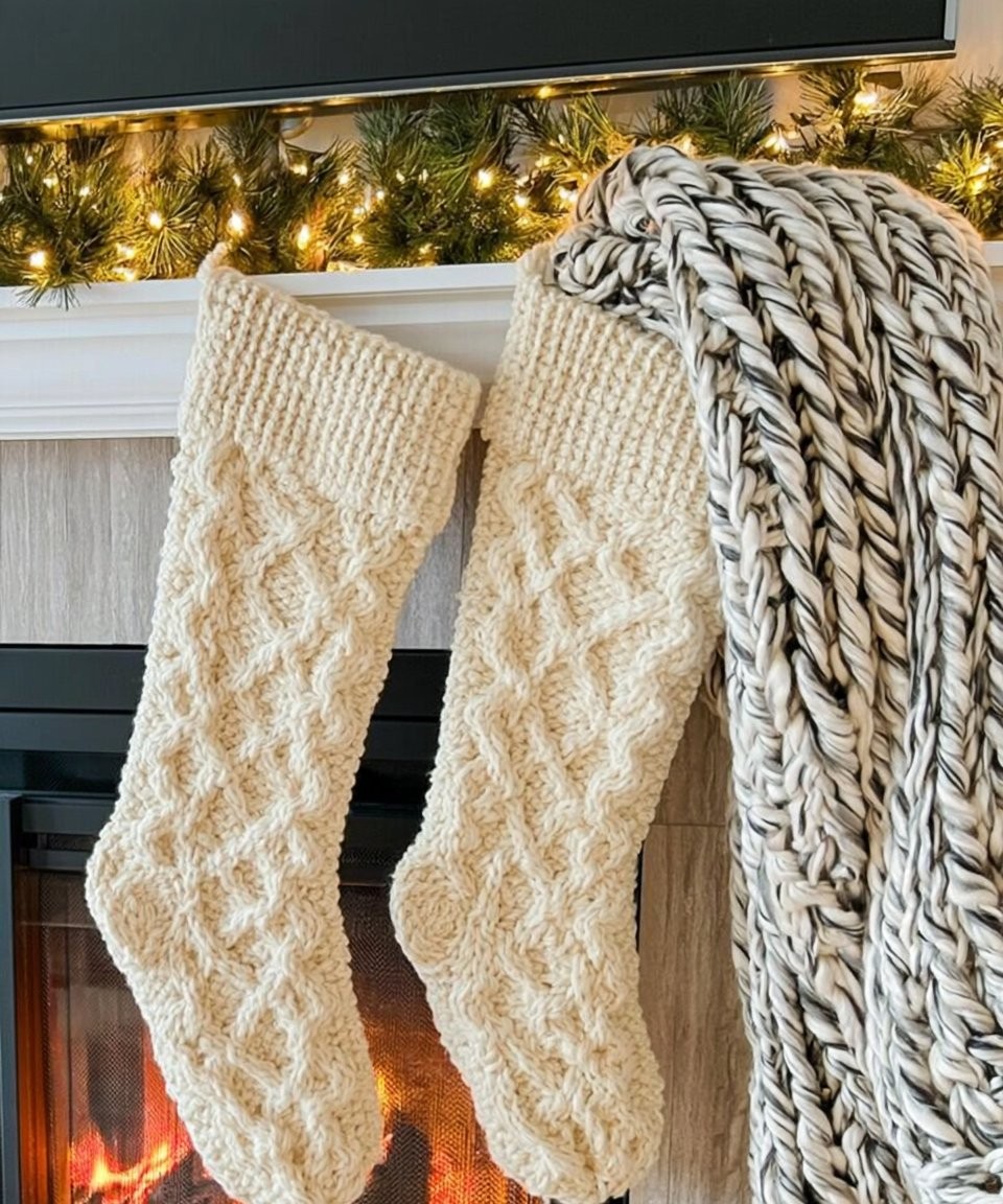 Cozy Cottage Cable Stocking Crochet Pattern
