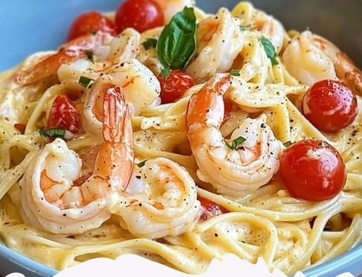 Garnelen-Spaghetti in leckerer Knoblauch-Frischkäsesauce