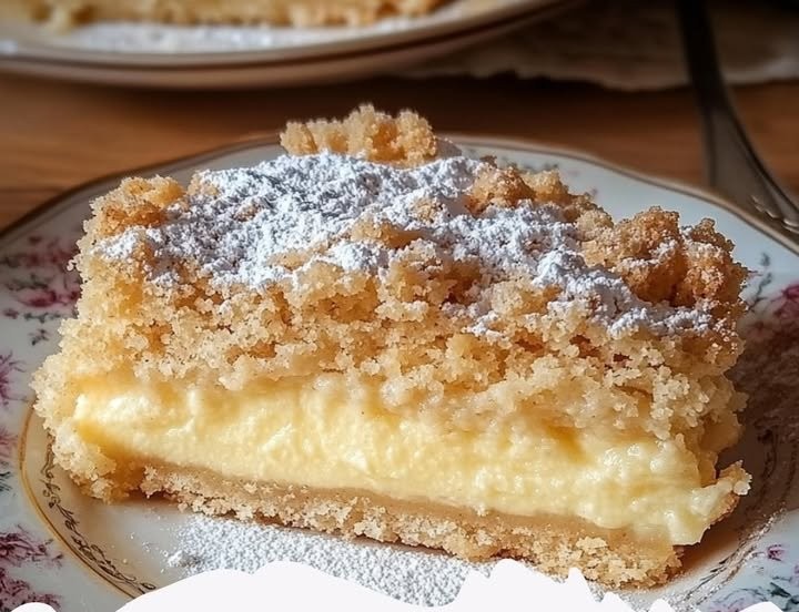 Streuselkuchen mit Vanillepudding