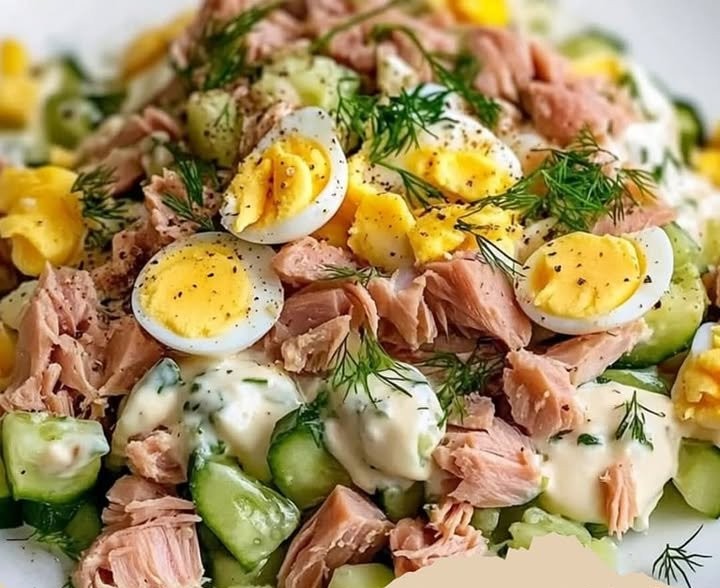 Eier-Gurken-Thunfischsalat