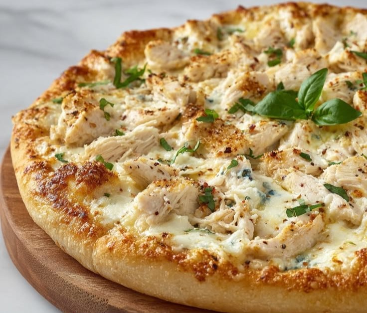 Roasted Garlic Chicken Pizza | High-Protein Comfort Food
