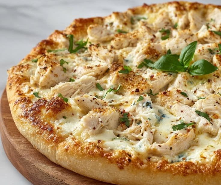 Roasted Garlic Chicken Pizza | High-Protein Comfort Food