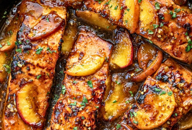 Healthy Bourbon Peach Salmon | Easy Weeknight Dinner