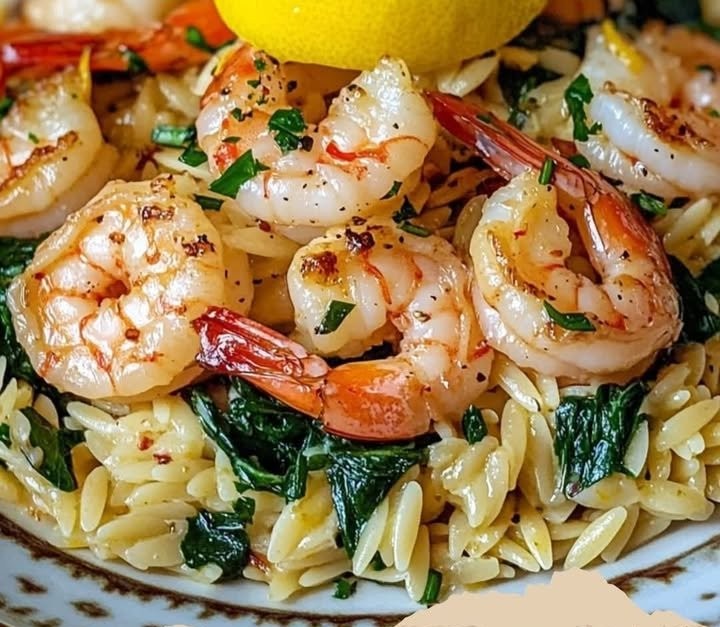 Zitronen-Knoblauch-Garnelen mit Spinat-OrzoZutaten
- 300 g Garnelen, geschält und entdarmt
- 200 g Orzo-Nudeln
- 2 Tassen frischer Spinat
- 4 Knoblauchzehen, fein gehackt
- 1 Zitrone, Saf...