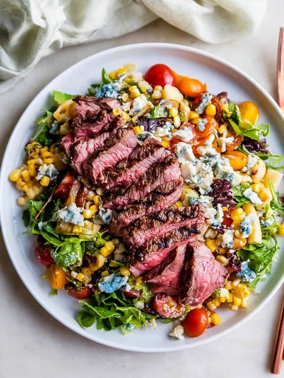 Balsamic Steak Salad with Gorgonzola and Grilled Corn