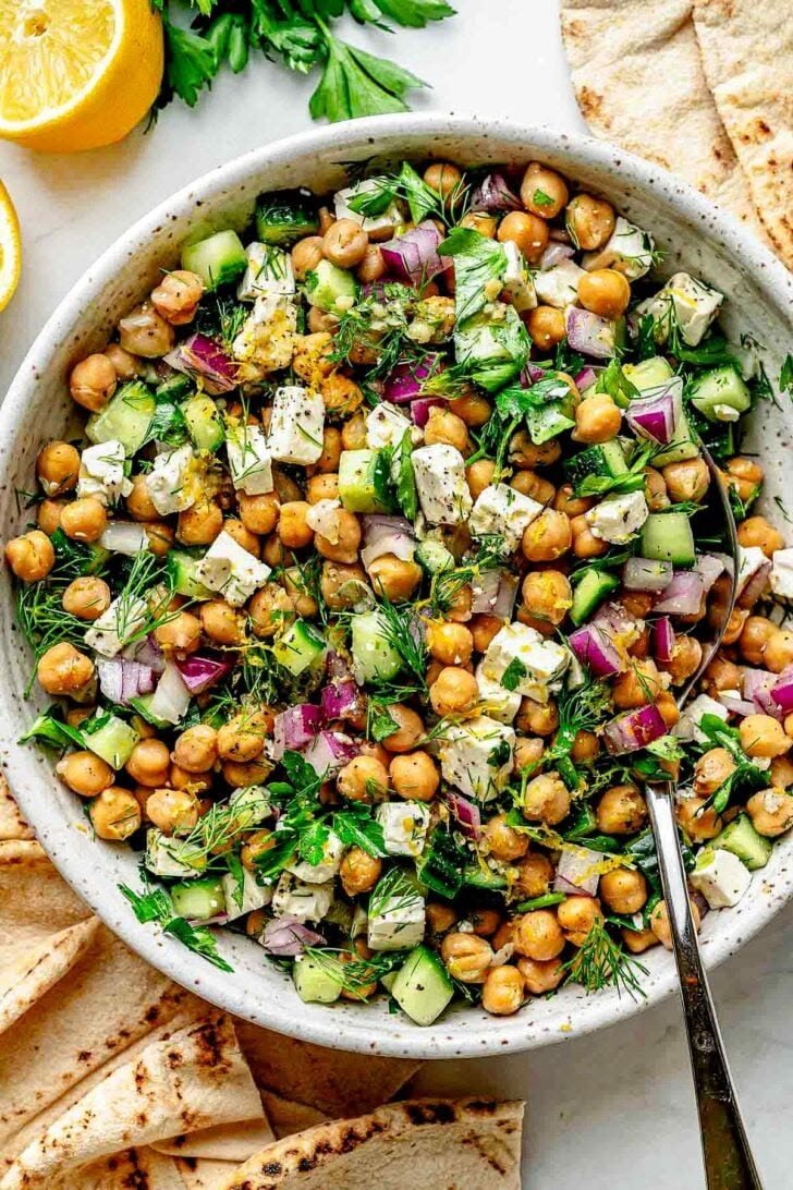 Lemon Chickpea and Cucumber Salad