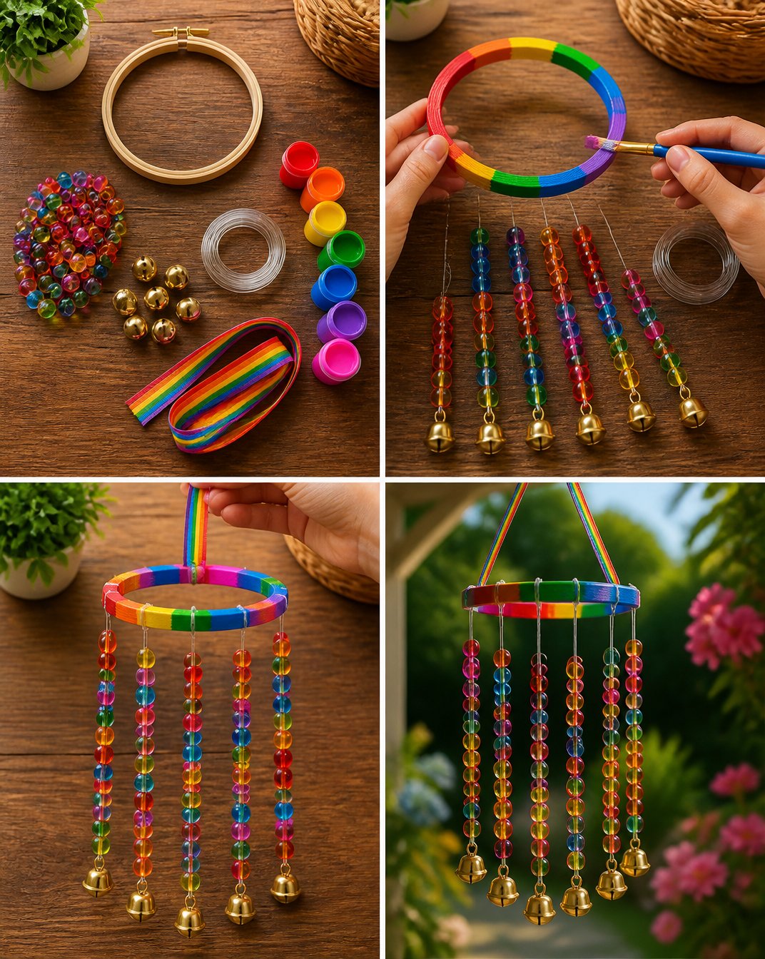Colorful Beaded Garden Wind Chime for Outdoor Decor