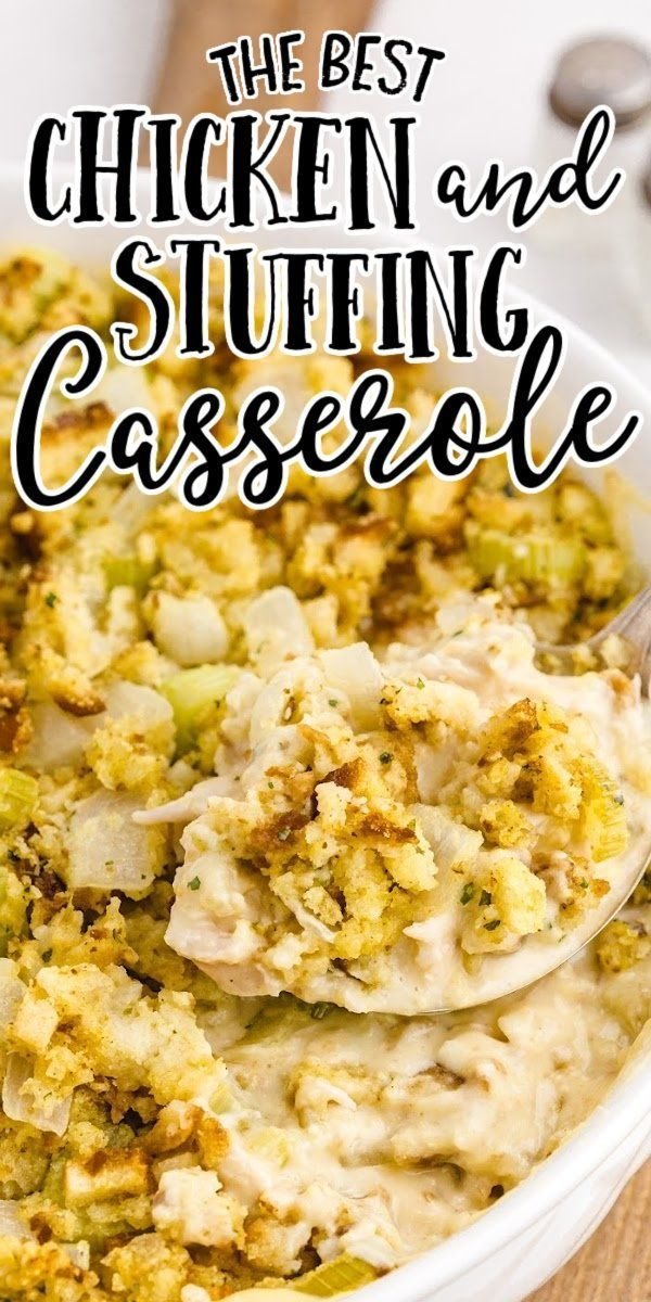 Chicken and Stuffing Casserole Recipe | Chicken an stuffing casserole, Chicken with stuffing casserole recipes, Chicken stuffing soup casserole