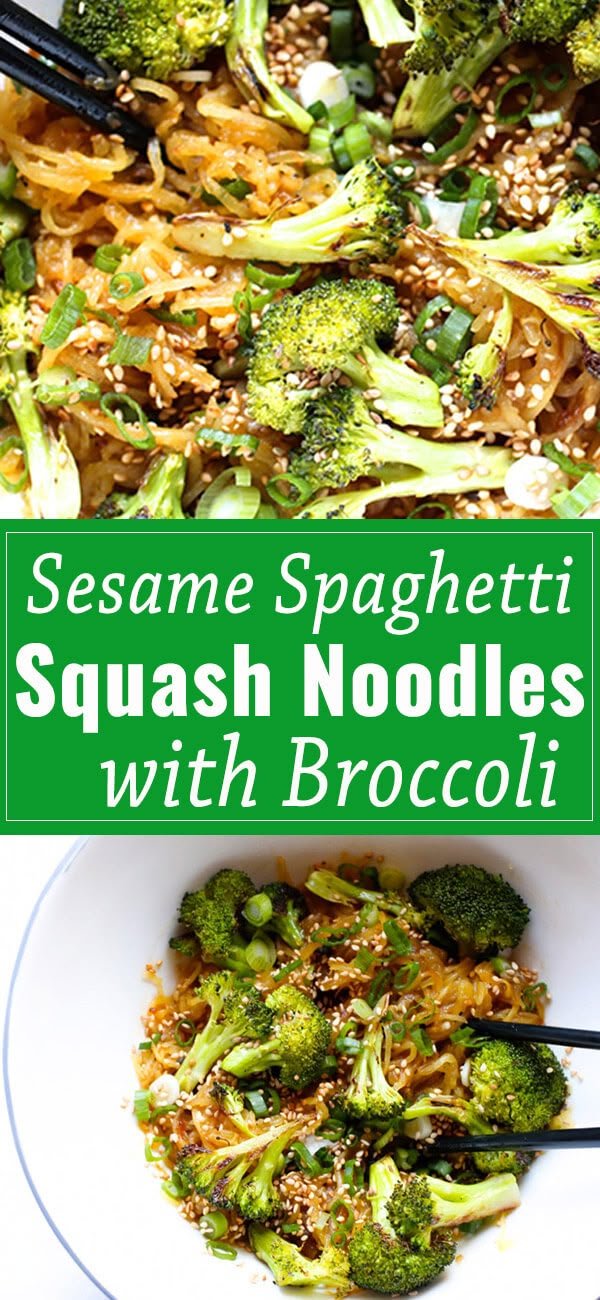 Healthy Sesame Spaghetti Squash Noodles with Broccoli | Spaghetti squash recipes korean, How to make ramen with spaghetti squash