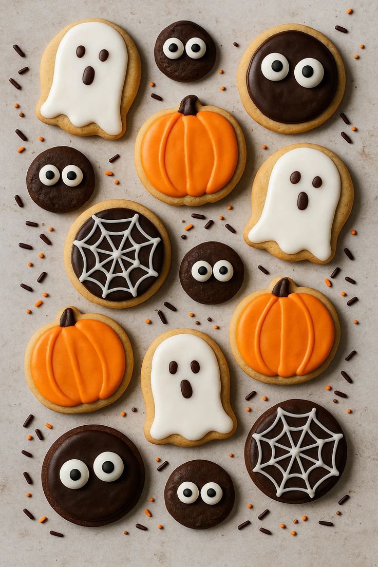 Fall cookies decorating | Cute halloween sugar cookies decorated, Halloween cookie designs, Easy halloween cookies