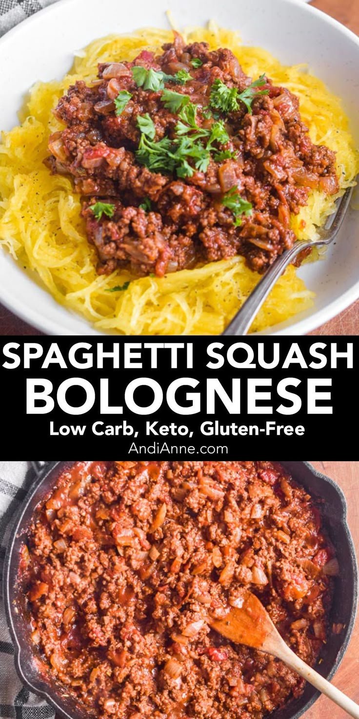 Spaghetti Squash Bolognese (Keto, Low Carb) - AndiAnne