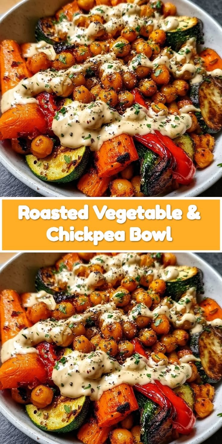 Delicious Roasted Vegetable & Chickpea Bowl - Healthy Bowls Recipes