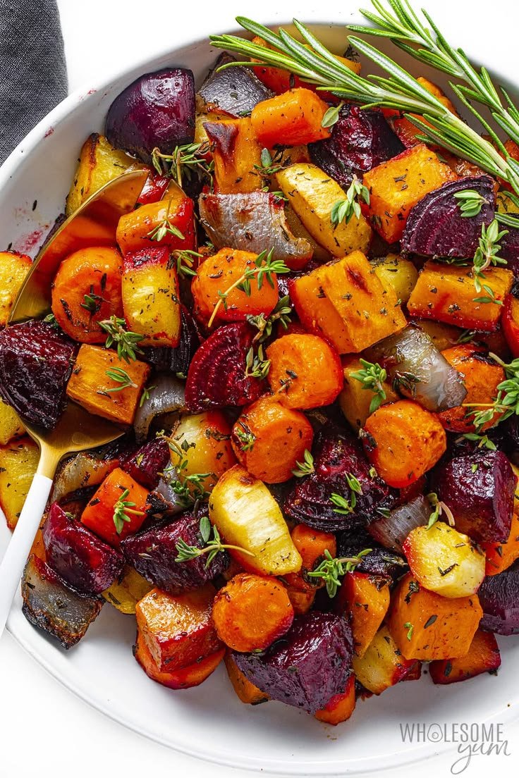 Roasted Root Vegetables Recipe | Roasted seasonal vegetables, Roast beet, Root vegetables recipes