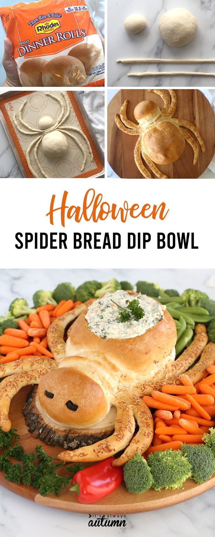 Spinnenbrot Dip Bowl - Fun Halloween Appetizer Idea