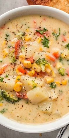 Creamy Homemade Vegetable Soup Recipe | Veggie potato soup, Vegetable chowder soup, Veggie chowder recipes