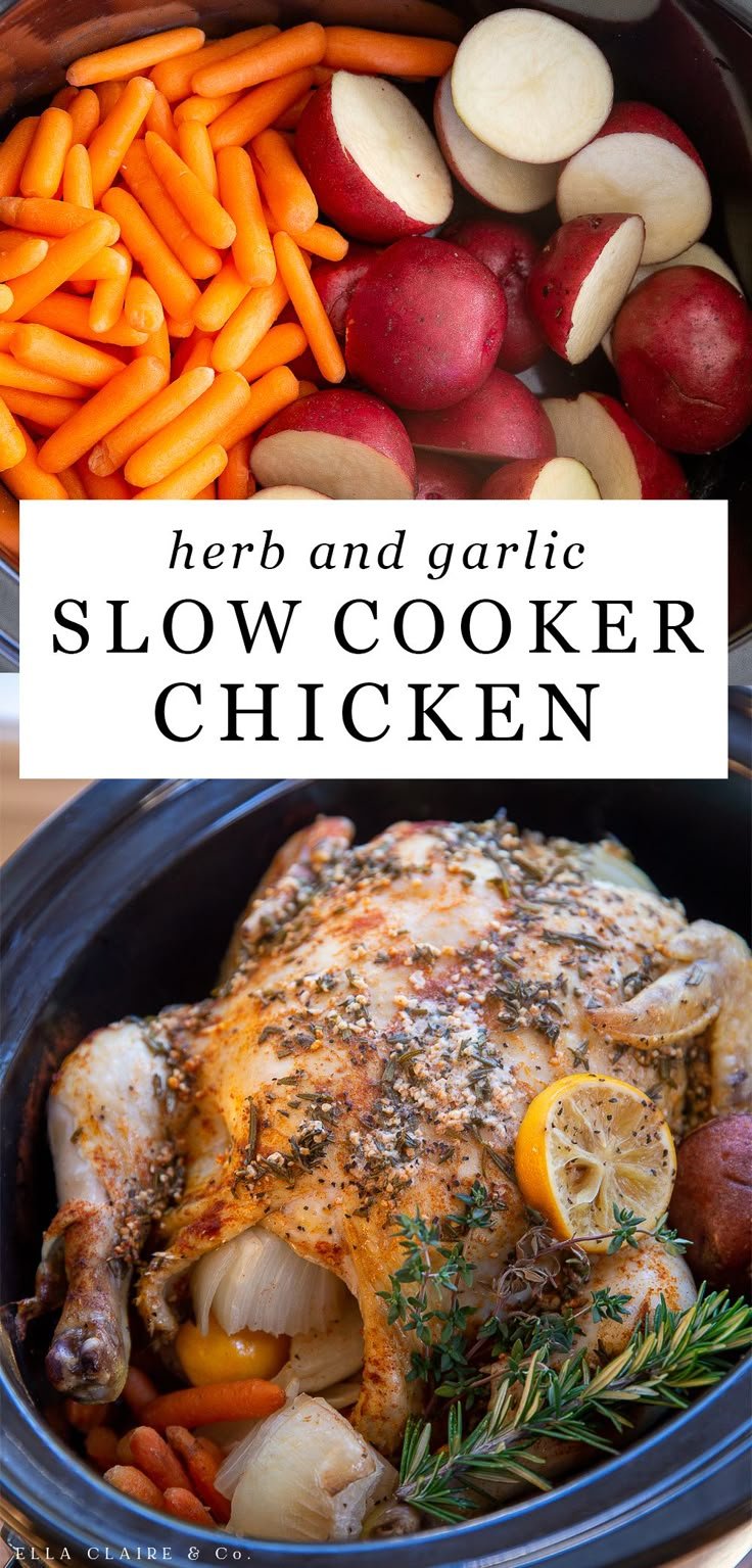 Slow Cooker Chicken Dinner with Herbs and Garlic