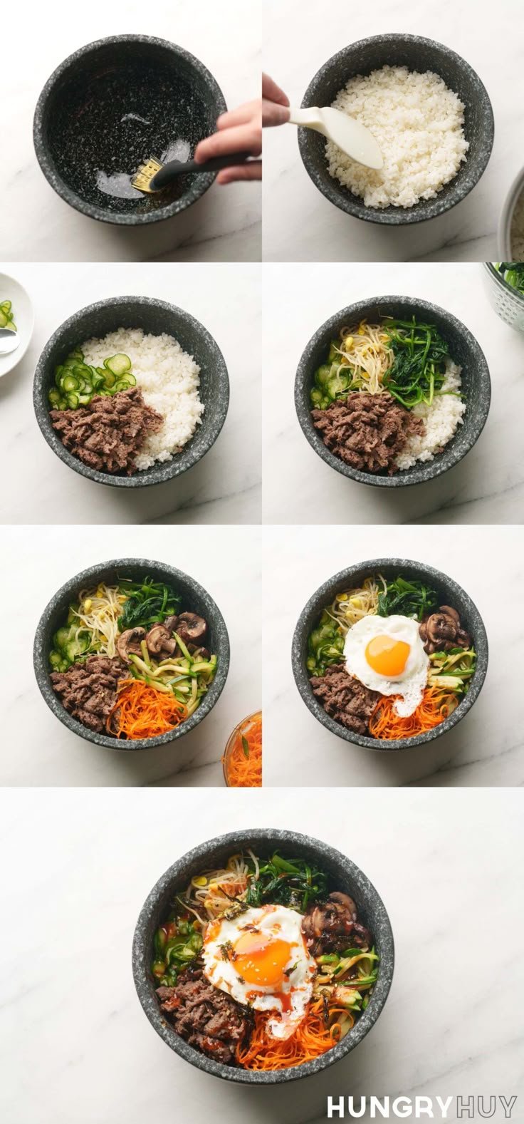 Bibimbap Recipe (Korean Rice Bowl w/ Veggies & Beef) - Hungry Huy
