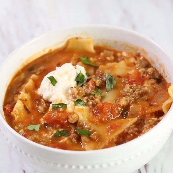 One-Pot Lasagna Soup Recipe: All the Flavor, None of the Hassle! | Mexican lasagna soup, Lasagna soup stove top, How to make lasagna soup