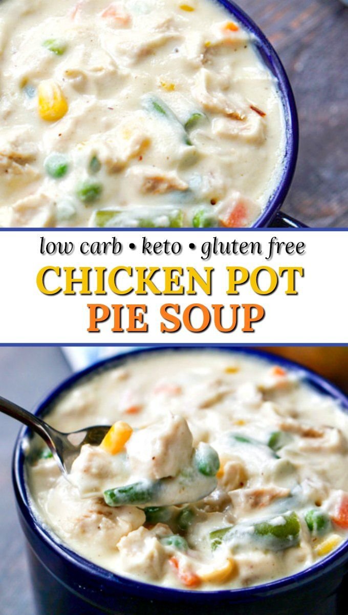 Healthy Chicken Pot Pie Soup Recipe | low carb, dairy & gluten free
