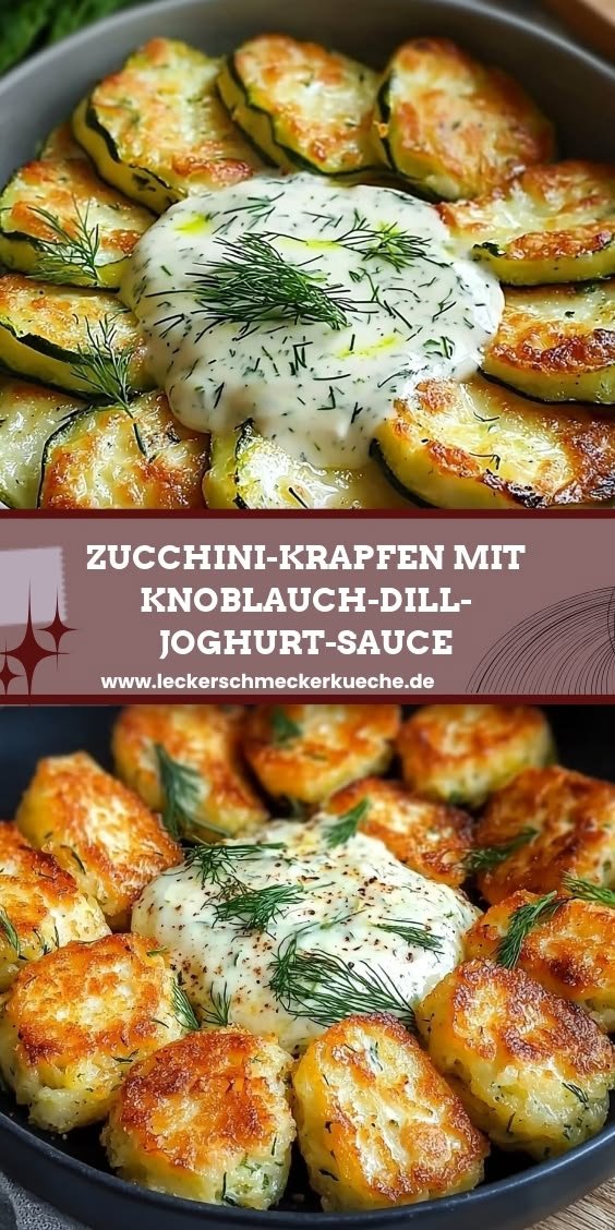 Zucchini-Krapfen mit Knoblauch-Dill-Joghurt-Sauce