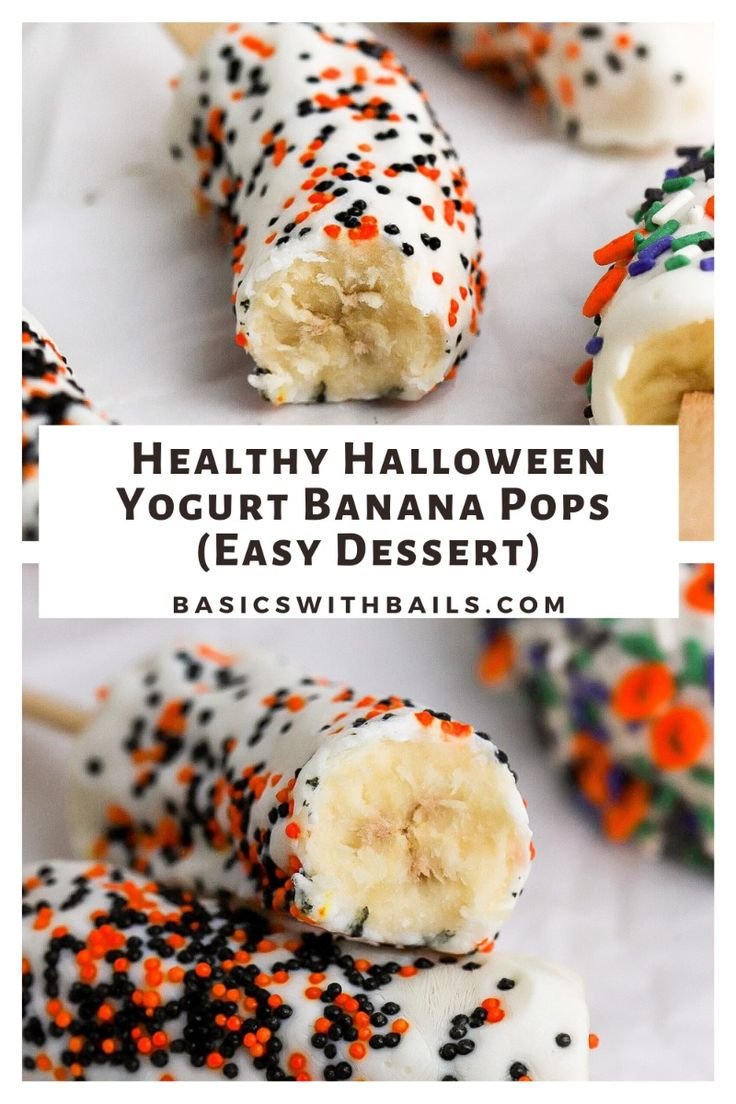 Healthy Halloween Yogurt Banana Pops (Easy Dessert)
