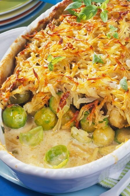 Rosenkohl-Auflauf mit Kartoffelkruste