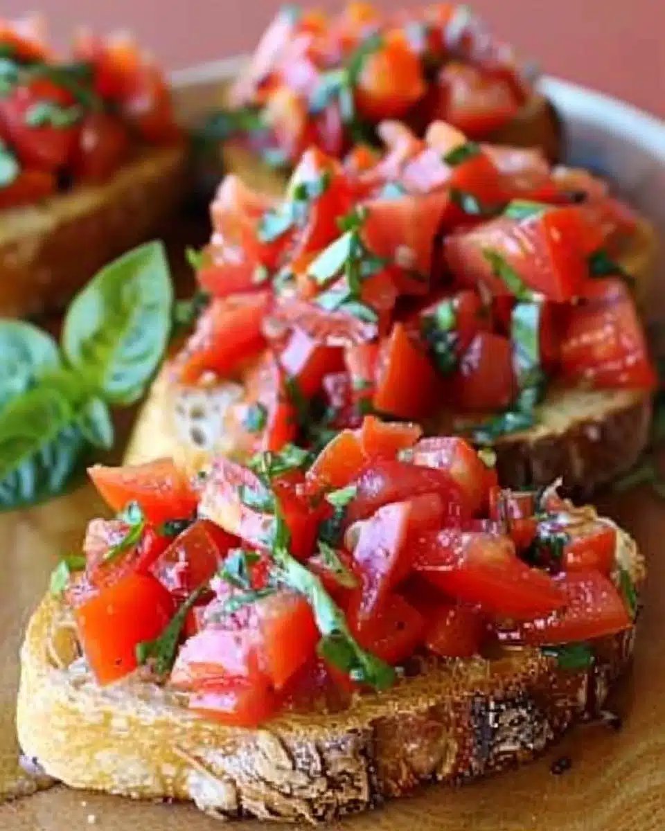 Tomatentoast mit Frühlingszwiebeln und Basilikum