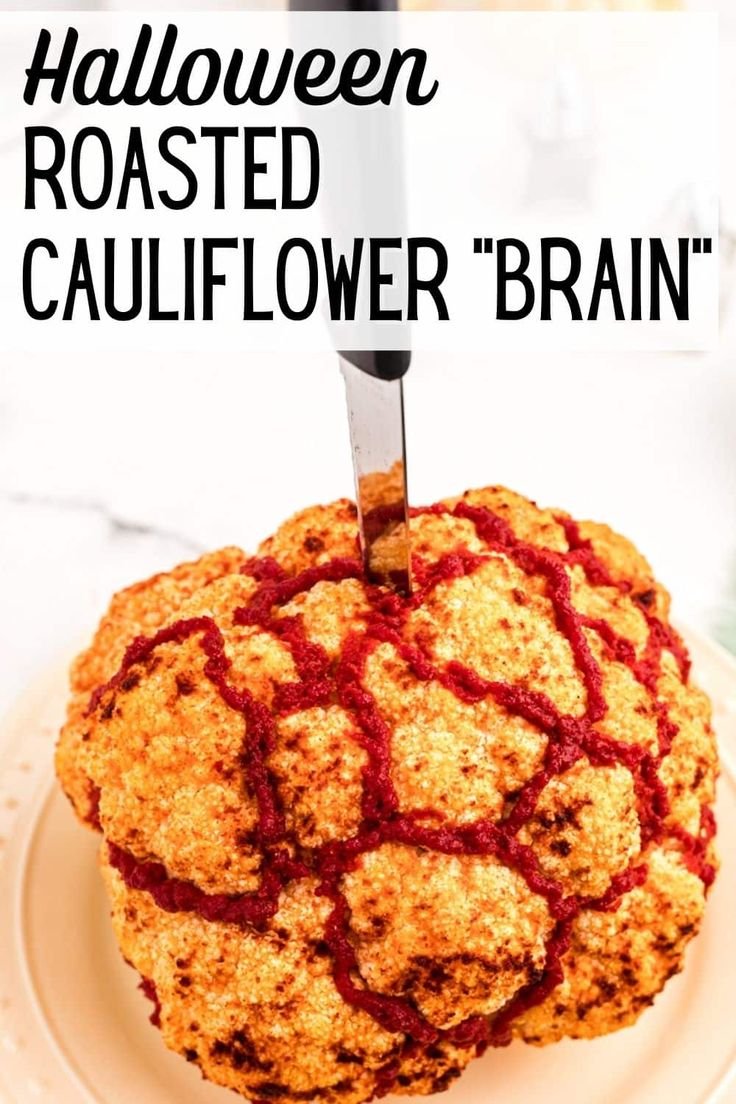 Halloween Roasted Cauliflower Brain