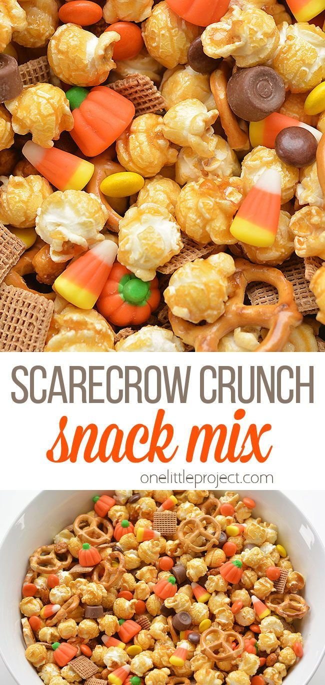 Scarecrow Crunch Snack Mix Recipe | Halloween Caramel Corn