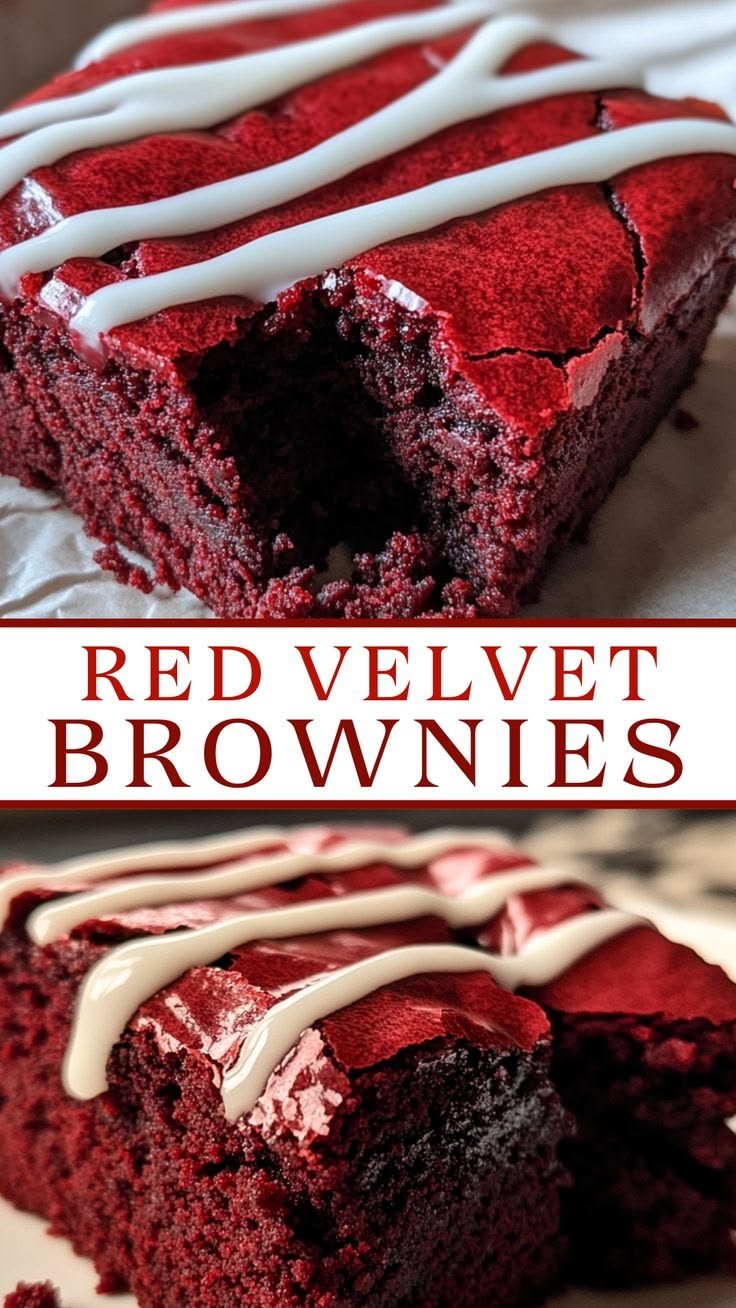 Red Velvet Brownies from Mix | Red Velvet Brownies Recipes with Cream Cheese, Sunday Baking Ideas, Red Velvet Dessert Recipes