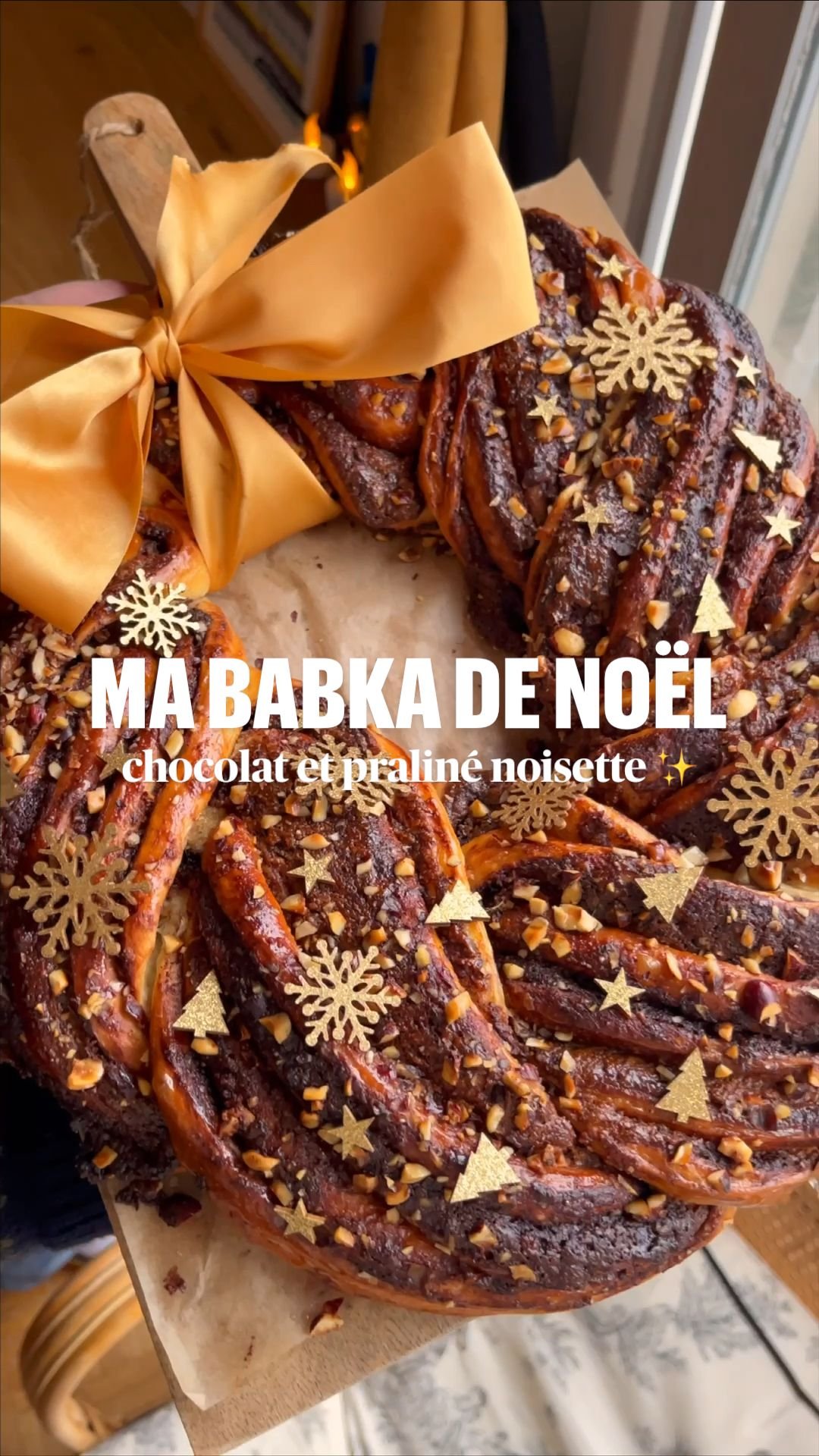 Babka Couronne de Noël Chocolat et Praliné Noisette | Recette Facile, Festive Petit-Déjeuner Brunch