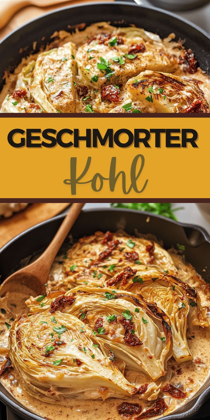Geschmorter Kohl, der auf der Zunge zergeht