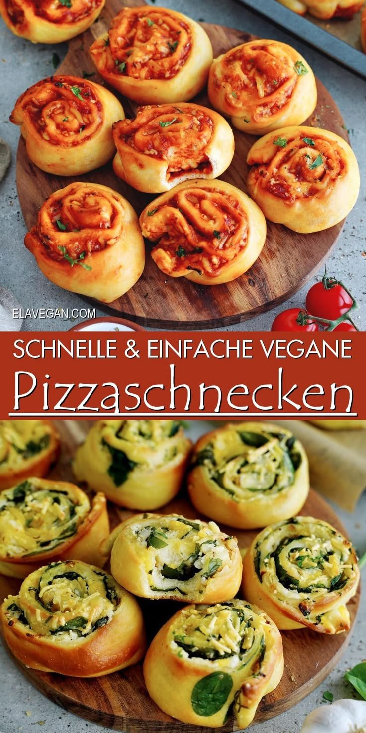 VEGANE PIZZASCHNECKEN - Schnelle und leckere Pizzabrötchen | Vegan snacks party, Veggie party snacks, Appetizer vegan