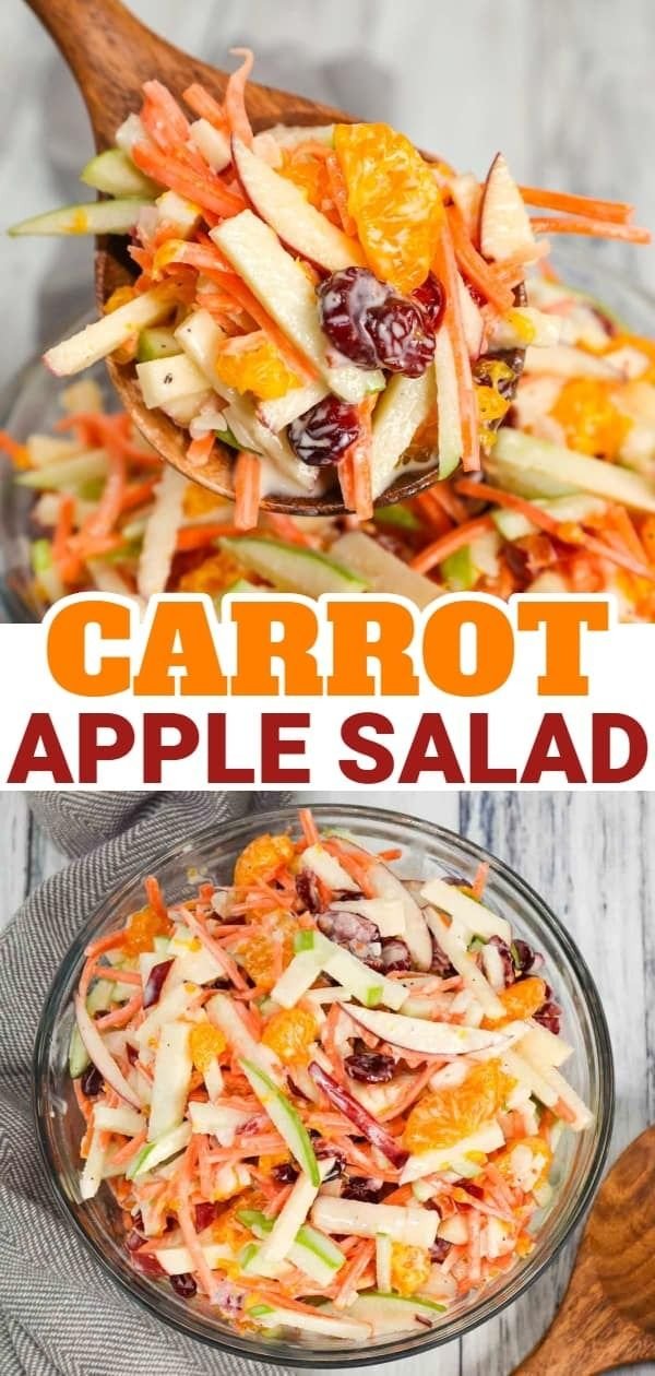 Carrot Apple Salad is a delicious and colourful salad loaded with sliced red and green apples, carrots, dried cranberrie… | Easy breakfast salad, Recipes salad healthy, Salads with dressing